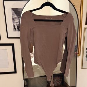 Abercrombie & Fitch Taupe Square Neck Bodysuit
